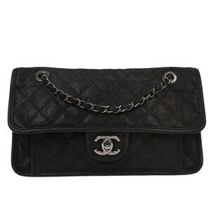 Chanel Black Calfskin French Riviera Shoulder Bag